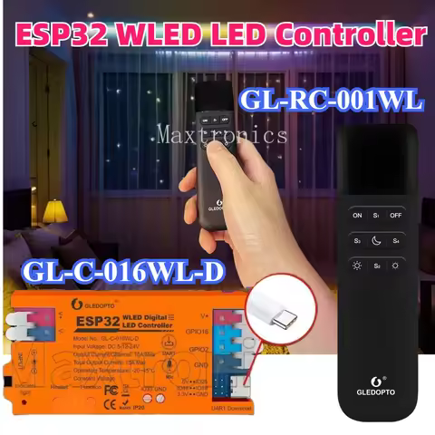 GLEDOPTO ESP32 WLED LED Controller GL-C-016WL-D/GL-RC-001WL Works Addressable Digital SK6812 WS2815 