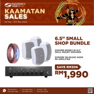 (Kaamatan Offer 2026) Cafe Shop Sound System Set - SONORE 240W PA Amplifier + SONORE BGM6Y-W 6.5" Sp