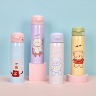 Thermos Flask Bear Pattern Glass 350ml & 500ml Straw Type