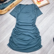 Đầm Nhún Bigsize(60kg-95kg) Nữ Tay Ngắn Cổ Vuông Dáng ÔmVáy Big Size Chất Vải Dệt Kim Thun Gân G77