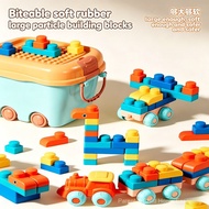 Soft Big Particle Building Blocks for Toddlers, Non-toxic Food Grade Material, Durable Drop-resistan