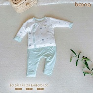 (BST ECO) Bộ Dài Tay Sơ Sinh Boona ECO Mẫu Hoạ Tiết Nhỏ Cài Lệch Chất Liệu Bamboo Silk Mềm Mại Thoán