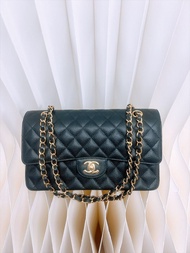 尖沙咀門市💖近新 Chanel classic flap medium cf 25 黑金荔枝牛皮