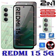 Xiaomi Redmi 15 5g kính cường lực chống nhìn trộm 2 trong 1 + Bảo vệ ống kính máy ảnh cho Redmi 15 1