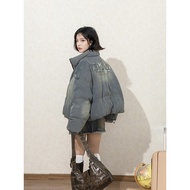 <[CDATA[YEP Distressed Denim Butterfly Down Jacket - Warm & Trendy]]>
