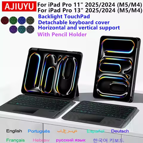 Backlight Magic Keyboard Case for iPad Pro M5 11 13 inch 2025 Smart Detachable Keyboard Cover for iP