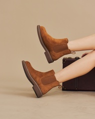 Hana Buckle me (พร้อมส่ง) รองเท้าบู้ทสั้น หนังกลับ หนังนุ่ม มินิมอล ฟีลเกาหลี