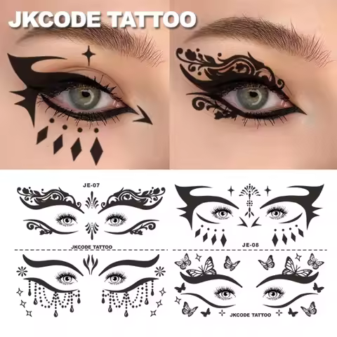 Ramadan-Party-Eye Shadow Tattoo Stickers-4 Eye Shadow Set Y2K&Ins Style Stickers-Colorful Leaves Min