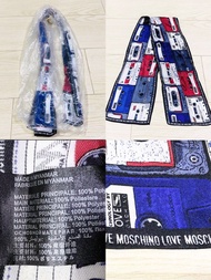 正品Love Moschino 復古卡帶印花絲巾 Twilly 綁包絲巾/領巾