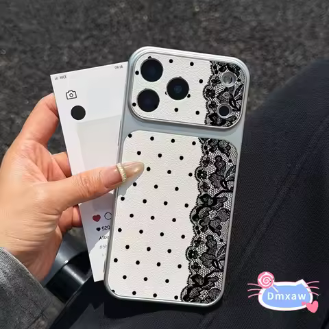 Black Lace Polka Dot Soft Casing For Tecno Spark 50 40 40C 30C 20 20C 10 10C Pro Plus 9 8C 6 Go 3 2
