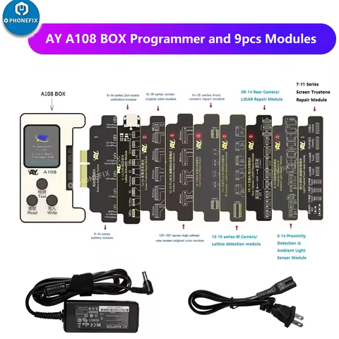 AY A108 Programmer BOX Battery Screen True Tone Face ID Earpiece Front Rear Camera Repair Module Too
