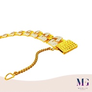 Merlin Goldsmith 22K 916 Gold Puzzle Design Bracelet | Rhodium