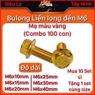 Combo 100 con Bulong Liền long đền M6 - Mạ màu vàng
