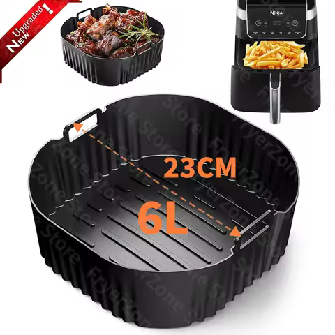 23cm/9inch Square Silicone Air Fryer Liners for 6 to 8QT Reusable Silicone Airfryer Tray Insert for 