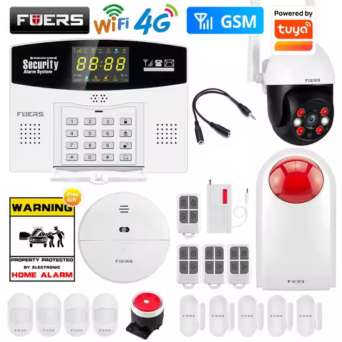 Fuers W214 4G WIFI Tuya Smart Alarm System Wireless Burglar GSM Smart Home Security Alarm Control LC