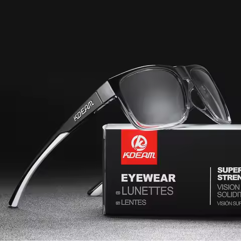 KDEAM Brand New Cool Men Square Polarized Sunglasses Outdoor Photochromic Sun Glasses Fashion Women 