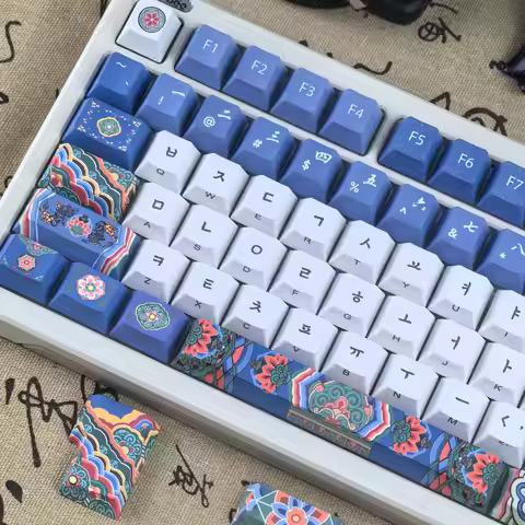 MAIMOOO Korean Keycap PBT Cherry Traditional Ancient Architecture Indigo Blue Iso Ajazz Custom Side 