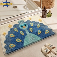 TOPSTORED Bathroom Rug, Soft Comfort Cute Animal Plush Rug,  Durable Panda Cat Peacock Rubber Backin
