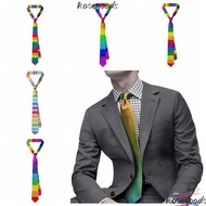 ROSEGOOD Shirt Neckties, Rainbow Colorful Striped Tie, Fashion Personality Men Accessories Gay Parad