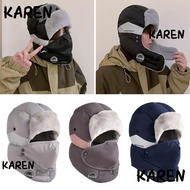 KARENGOODS Earflap Hats, Warm Windproof Bomber Cap, Winter Casual Russian Soft Ear Protectors Hats C
