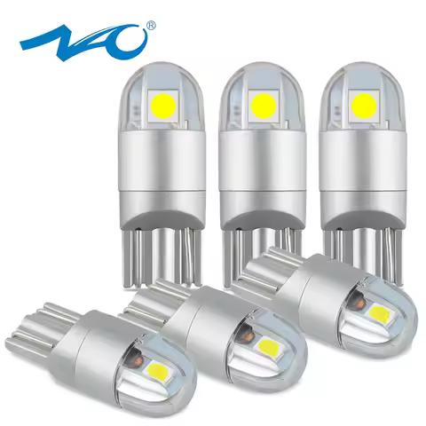 NAO 6x T10 LED W5W 3030 Car Light 5W5 WY5W 168 194 For E46 E90 Auto Accessories Clearance Bulb Readi