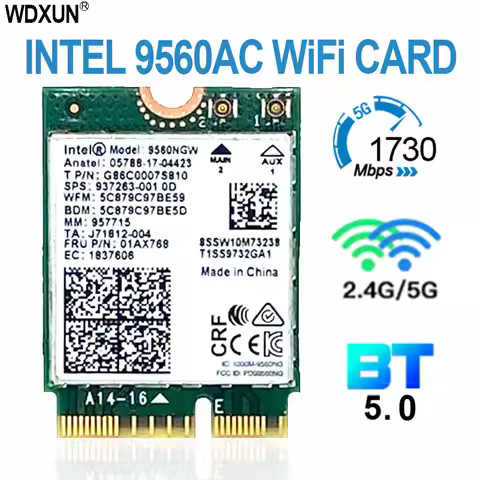 Intel 9560 dual band 2.4g/5GHz wireless bluetooth 5.0 802.11ac m.2 cnvi Intel 9560ngw Wi-Fi card