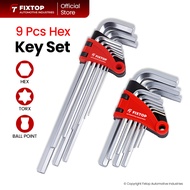 Fixtop L Key Set 9 PCS | Hex Key 1.5–10mm Short Length Star Ball Point Hexagonal Allen Key Set