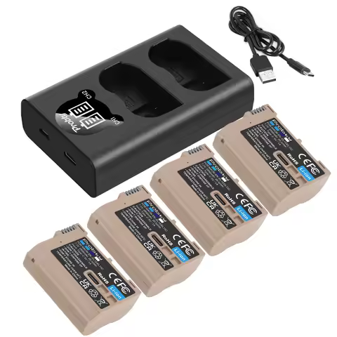 2850mAh EN-EL15C EN-EL15 Battery with 2 Channel Charger for Nikon Z5,Z6,Z6 II,Z7,Z7II ,Z8,D600 D610 