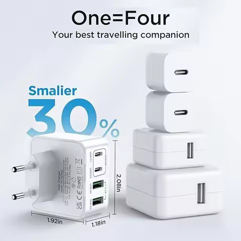 USB C Charger, 40W 4 Port USBC Plug Fast Charger Multi AC Dual Port PD+QC Type C Adapter for Phone, 