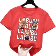 baju kaos anak perempuan/laki laki gambar boneka labubu monster 1-12tahun lengan pendek k.196