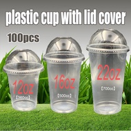 🔥Best Price🔥disposable dabba cups 95mm Y cups Plastic cups with lids, milk tea cups, flat cups (8oz,
