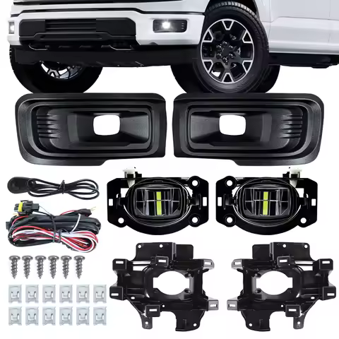 For Ford F-150 2024 2025 STX XL XLT LED DRL Fog Lamps Car Front Bumper Headlights DRL Daytime Runnin