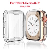 【READY STOCK】Watch Cover For iWatch Series 8 7  Full Soft Clear TPU Screen Protector Case for iwatch 41mm 45mm