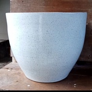 pot bunga keramik besar no 1/pot gerabah motif - Putih, XL