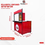 Promo Meja Booth L Container Custom Rak Etalase dan Roda Diskon