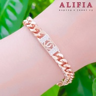 Alifia 22K Gold Plated Rice Plate Chain Bracelet