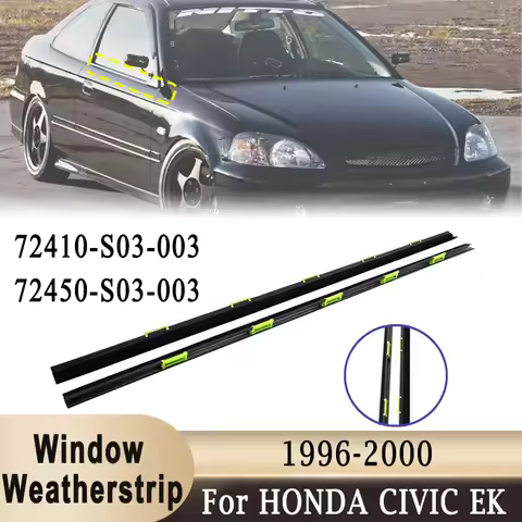 For HONDA CIVIC EK9 EK4 1996-2000 2pcs Window Weatherstrip Belt Trim Waterproof Front Door Windows G