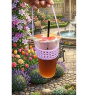 Crochet cup holder knitted coaster cup sleeve tumbler