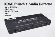 [實體商店] 4K/60Hz HDMI Switch + Audio Extractor,  HDMI切換器  + 音頻提取，HDMI轉光纖，HDMI轉RCA