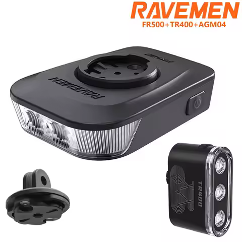 RAVEMEN Bike Lights Set FR500 Bicycle Headlight For Garmin Wahoo TR400 Taillight Daytime Visible Rec
