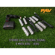 MATA FEDERAL SIGNAL 8-EYE FLASHING LIGHT biru - 22-MODE FLASSbiru