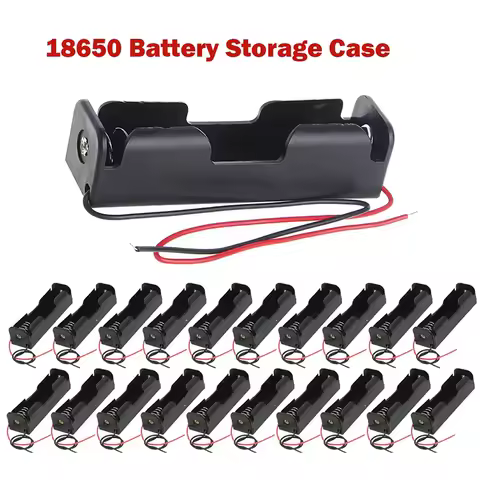 10Pcs 18650 Power Bank Cases 1 Slots Ports DIY Battery Container With Wire Lead 3.6V-4.2V 18650 Batt