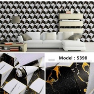 wallpaper stiker dinding motif keramik hitam putih