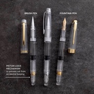 Brush Pen / EF Fountain Pen - Demonstrator Piston Filler - Made by Wing Sung