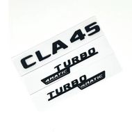 3D ABS Black CLA45 Logo TURBO 4MATIC Badge Car Rear Star Sticker Trunk AMG Emblem For Mercedes Benz 