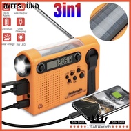 Weather Radio Solar Hand Crank 2000mAh AM FM Radio Flashlight Phone Charger Portable