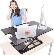 Stand Steady X-Elite Pro XL, Ergonomic Adjustable Height Standing Desk Converter, Extra Large Sit to Stand Laptop Desk Riser, Easily Fits 2 Computer Monitors (Black, 36 x 16)