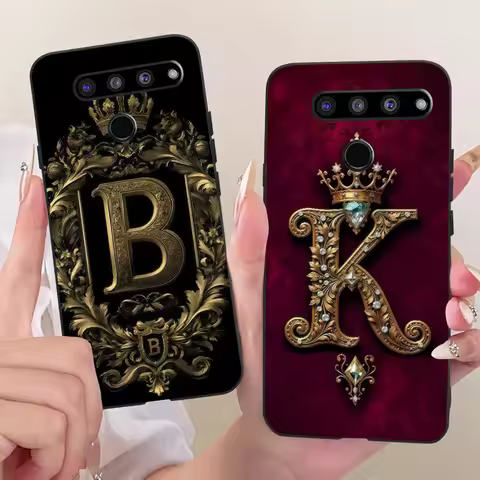 For LG V50 Thinq 5G Case LM-V500N Retro Crown Letters Soft Black Silicone Back Cover For LG V50S Thi