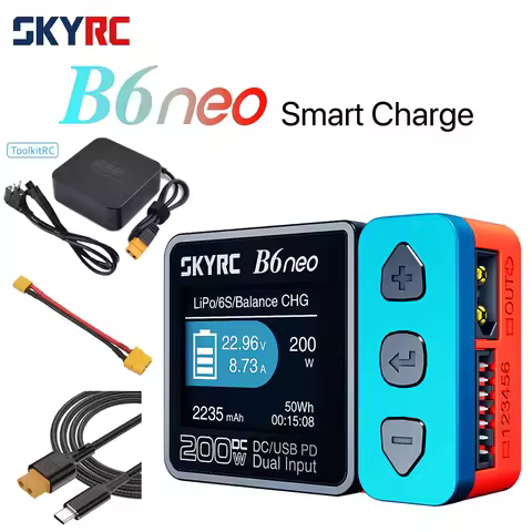 SkyRC B6 Neo Smart Balance Charger DC 200W PD 80W LiPo Battery Charger 6S Charger Discharger SK-1001