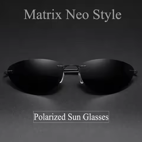 2021 The Matrix Agent Smith Style Polarized Sunglasses Rivets Men Driving titanium Neo Style polygon